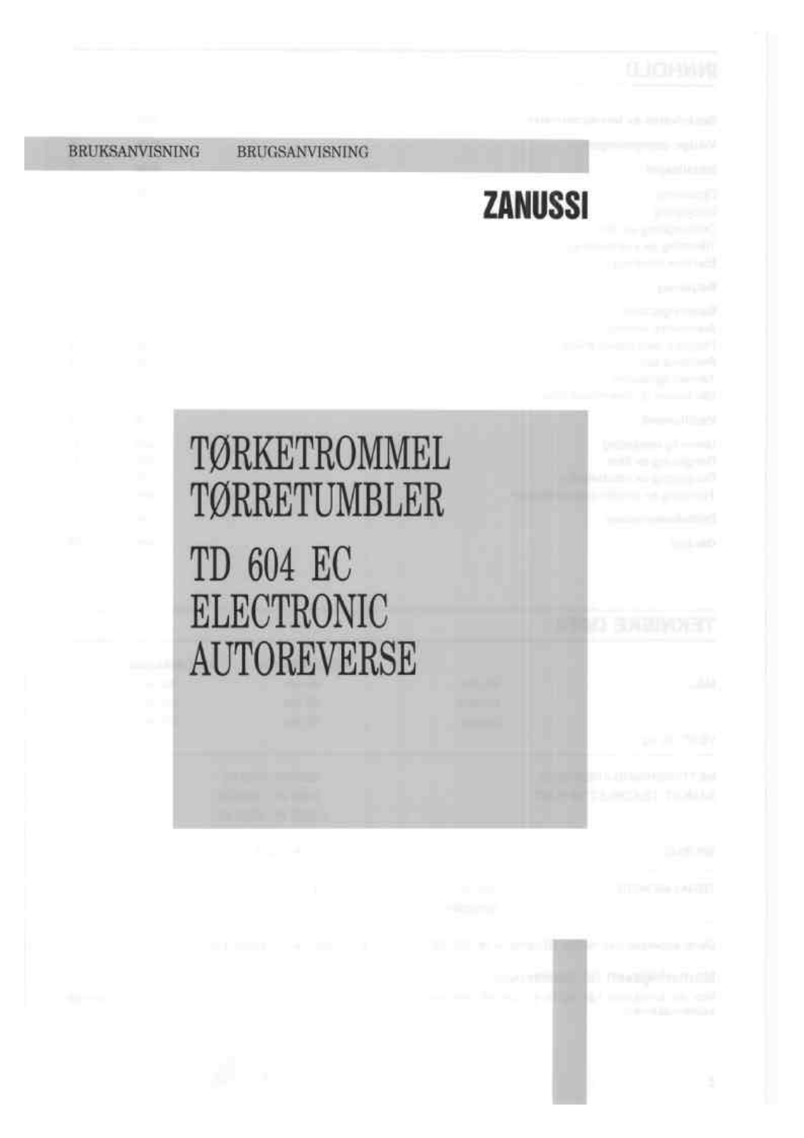 Zanussi TD604EC User Manual