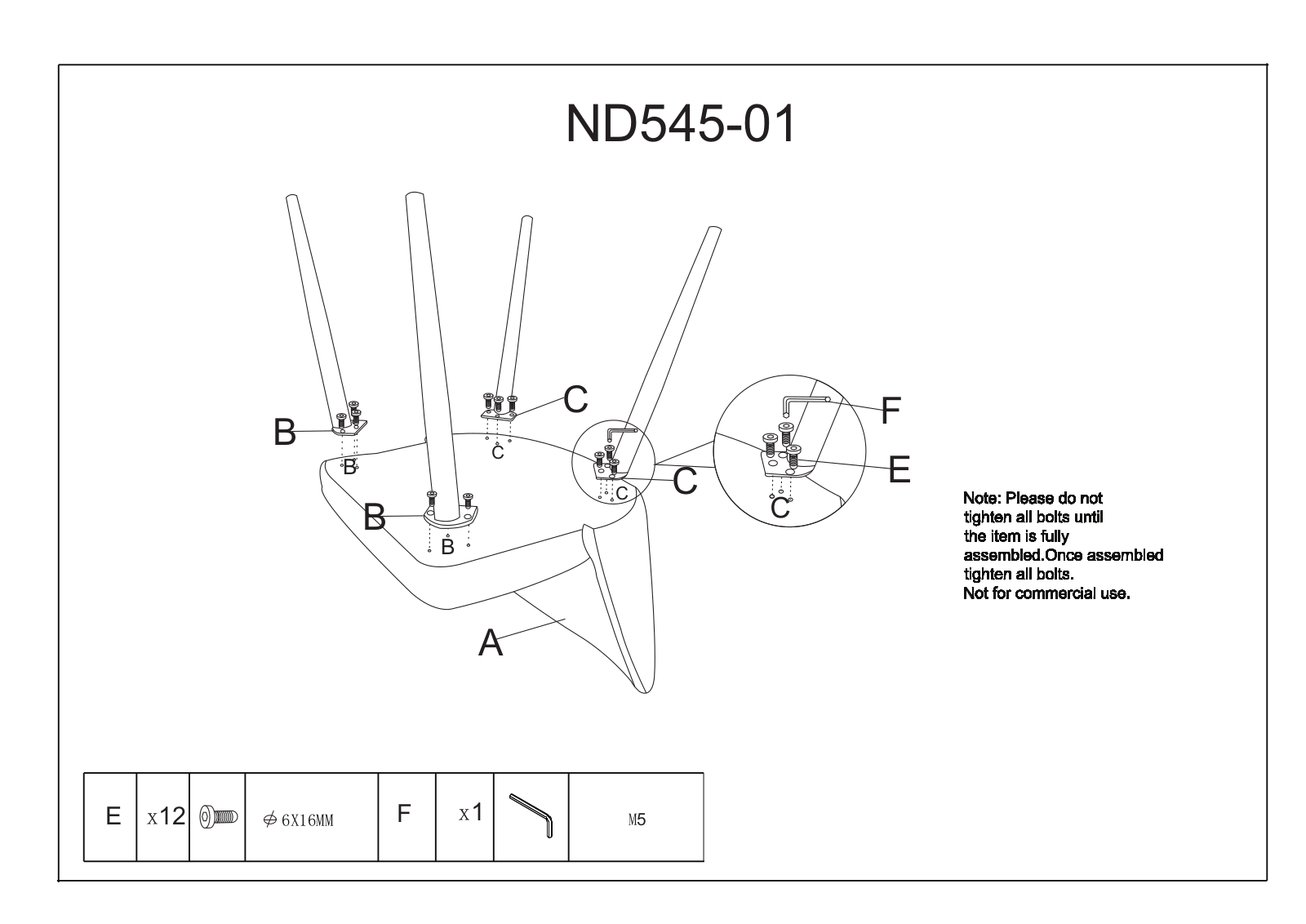 Sunset Trading CR545012 Assembly Guide