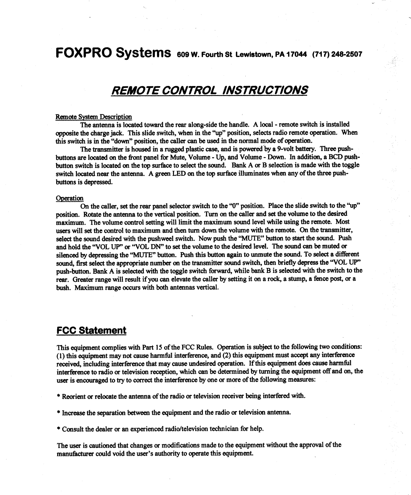 Foxpro TX5 Users Manual