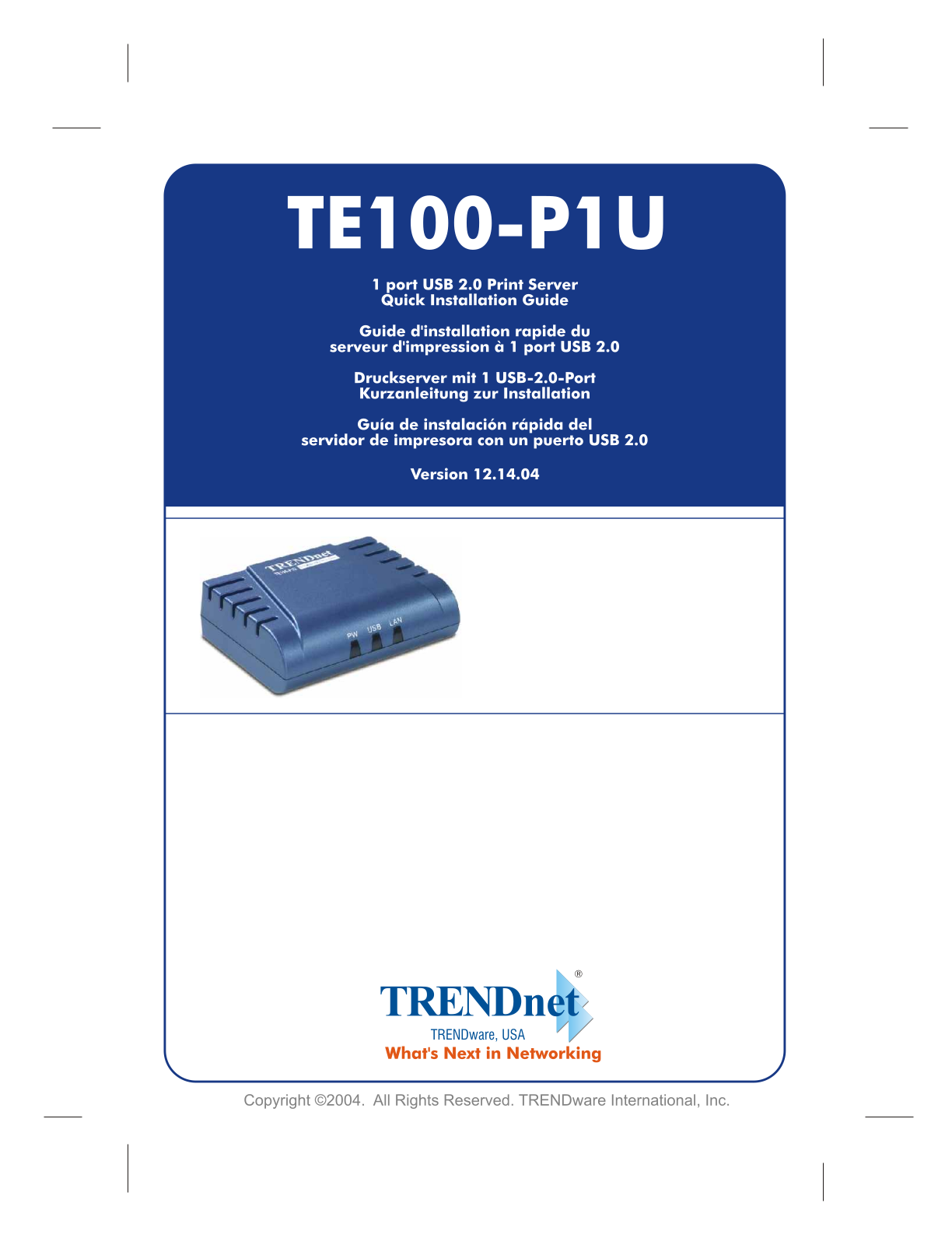 Trendnet TE100-P1US QUICK INSTALLATION GUIDE