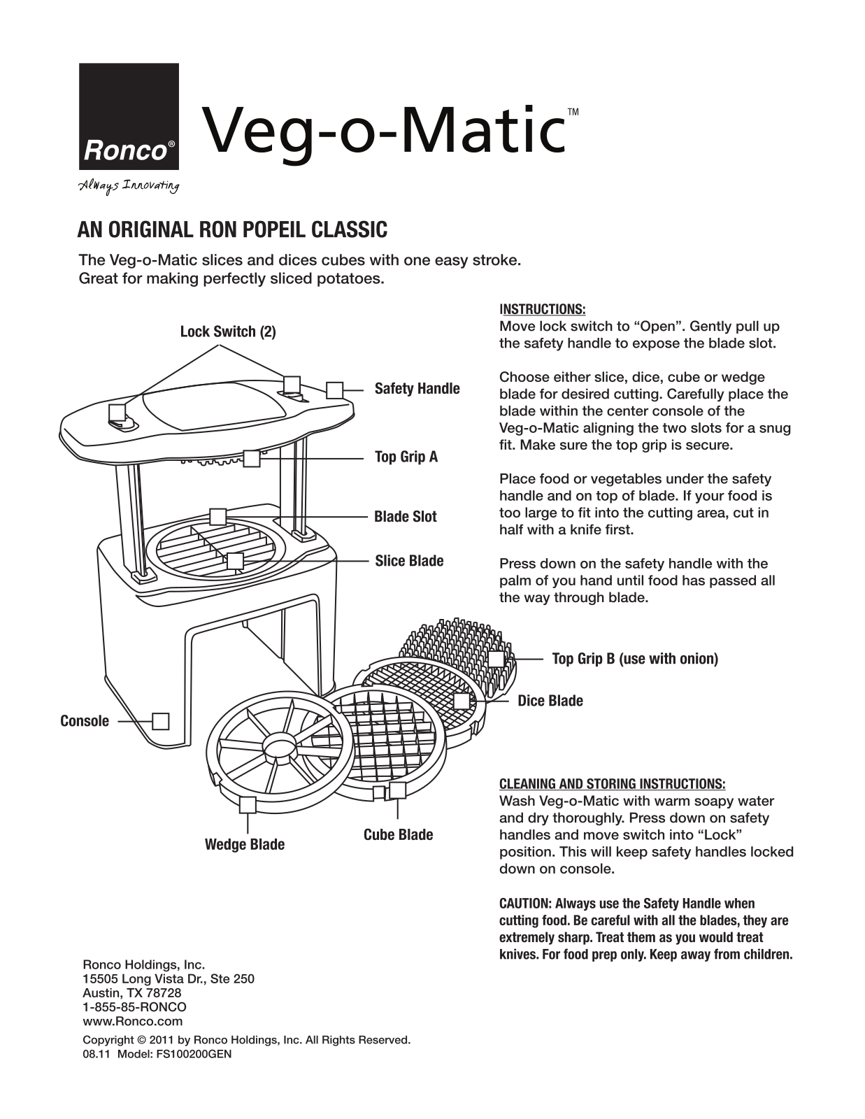 Ronco Veg-o-Matic Instructions and Recipes