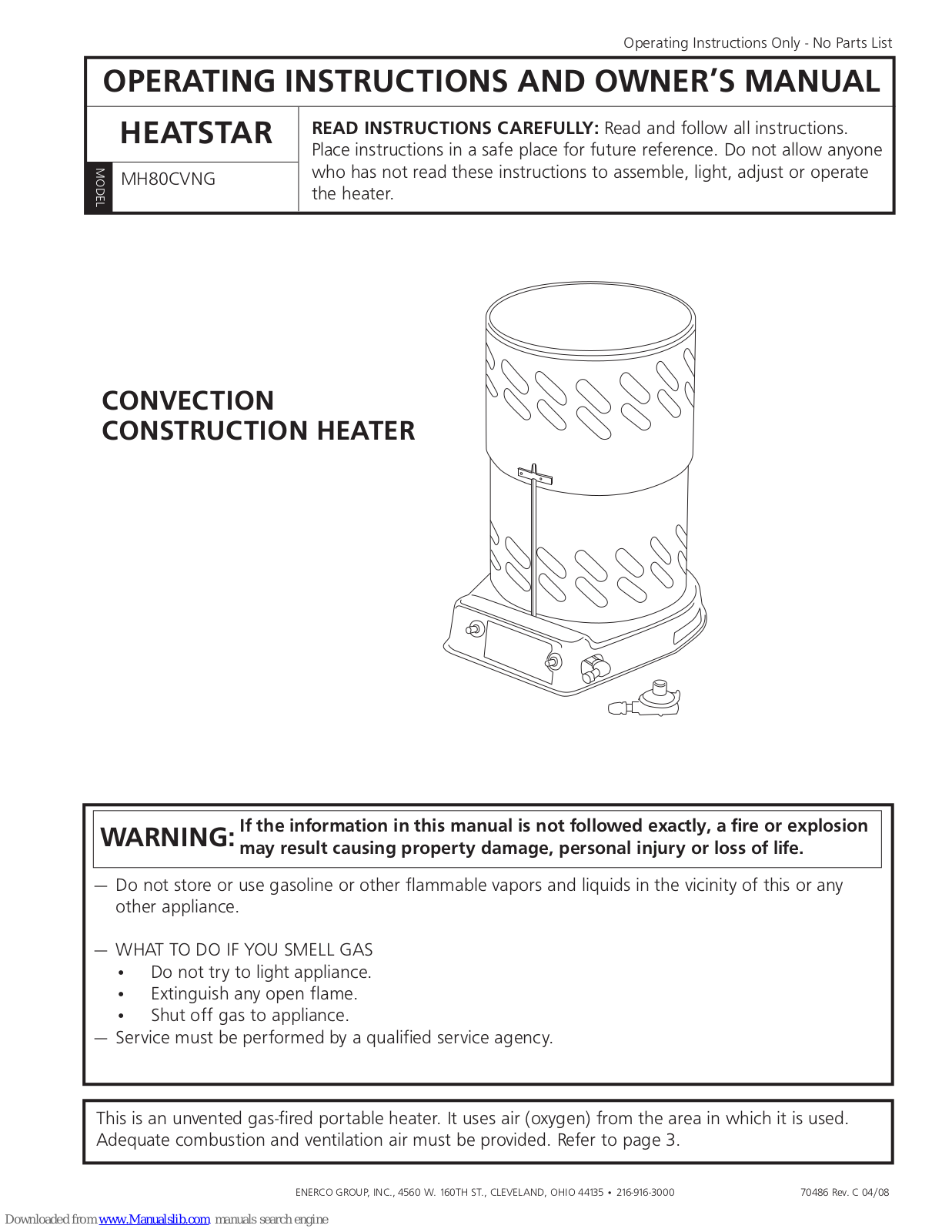 Mr. Heater HEATSTAR MH80CVNG Owner's Manual