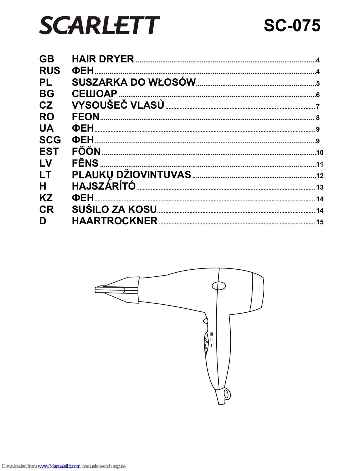 Scarlett SC-075 Instruction Manual