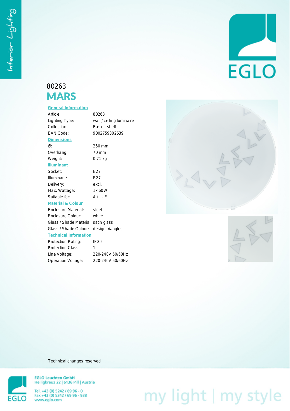 Eglo 80263 Service Manual