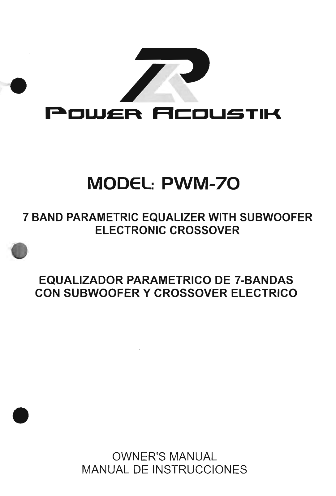 Power Acoustik Pwm-70 User Manual