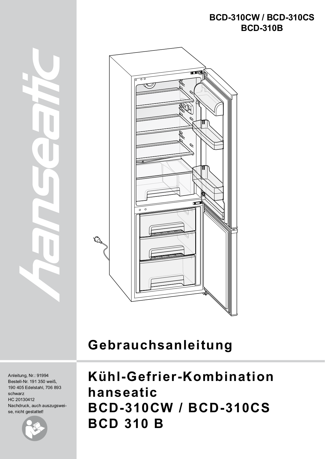 Hanseatic BCD-310B, BCD-310CS, BCD-310CW User Manual