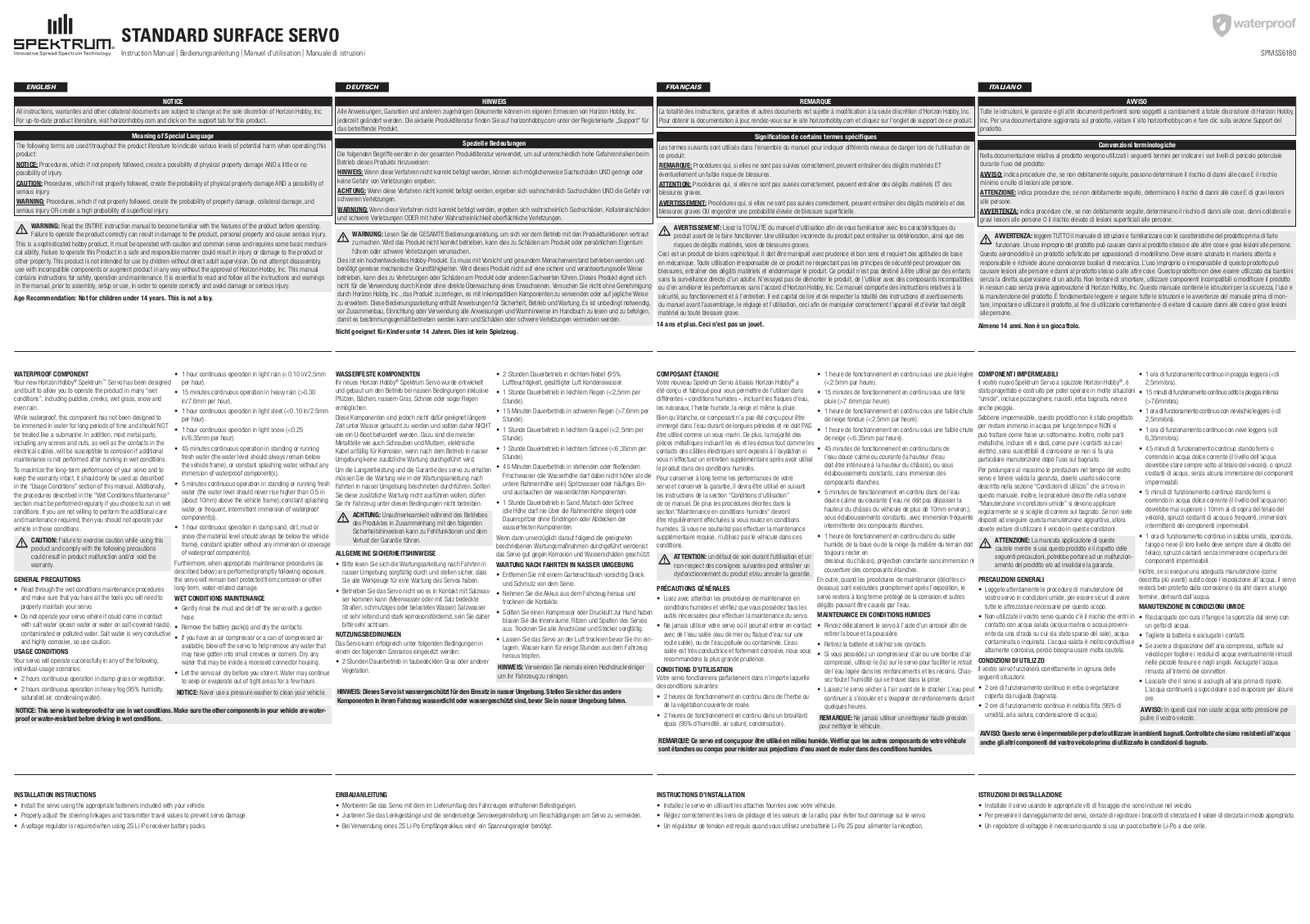 Spektrum SPMSS6180 User Manual