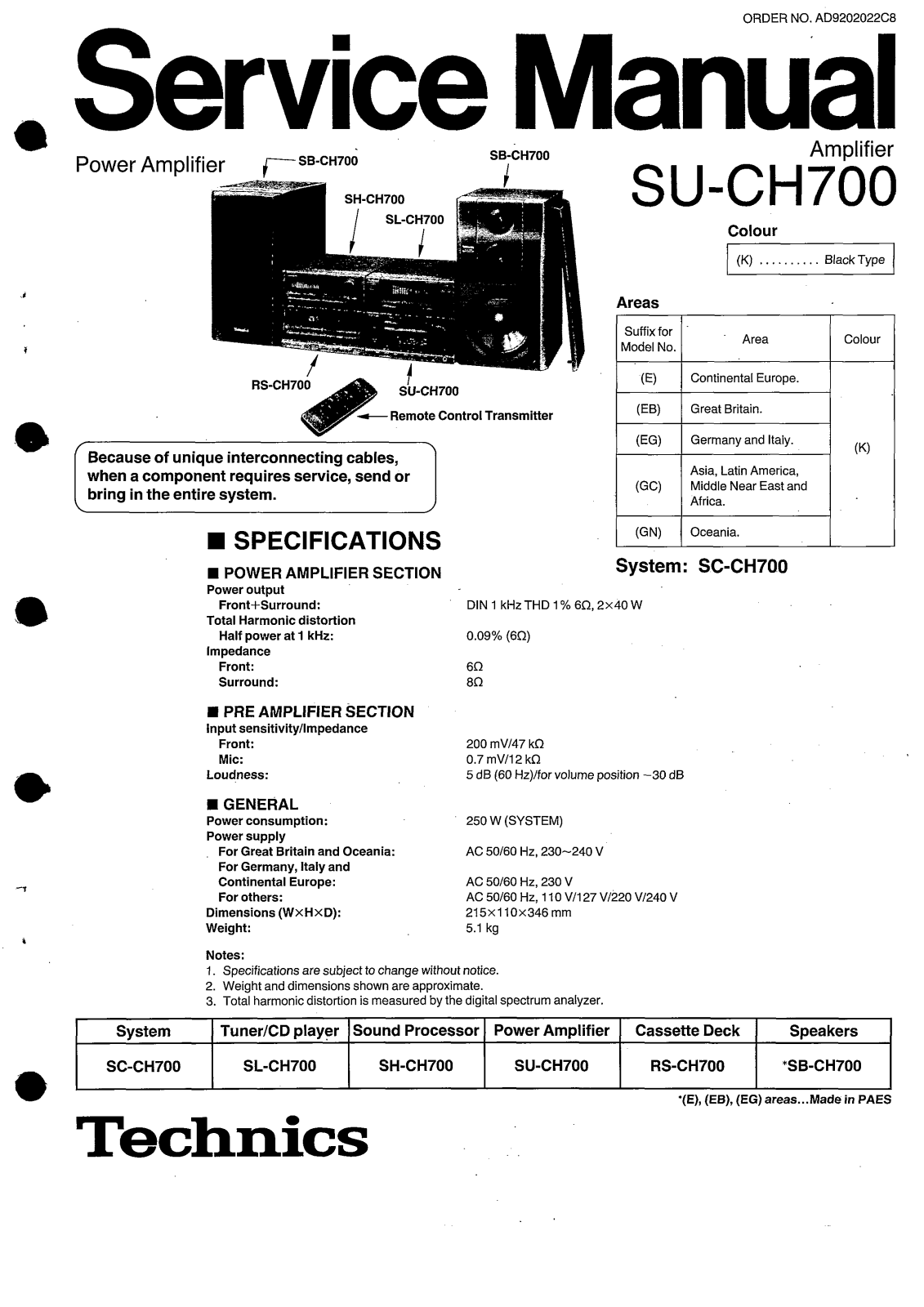 Technics SUCH-700 Service manual
