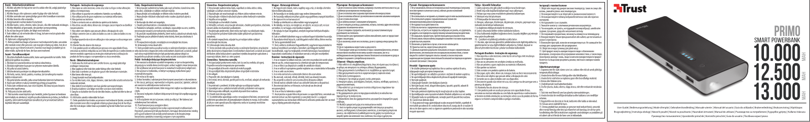 Trust Primo 13 000mAh, Primo 10 000mAh User Manual