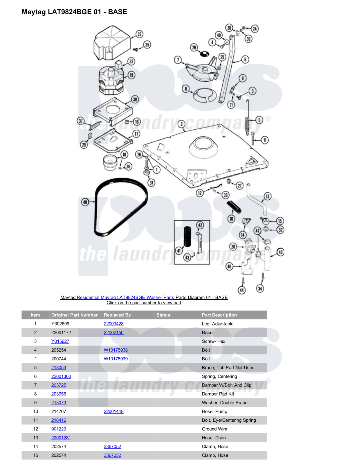 Maytag LAT9824BGE Parts Diagram