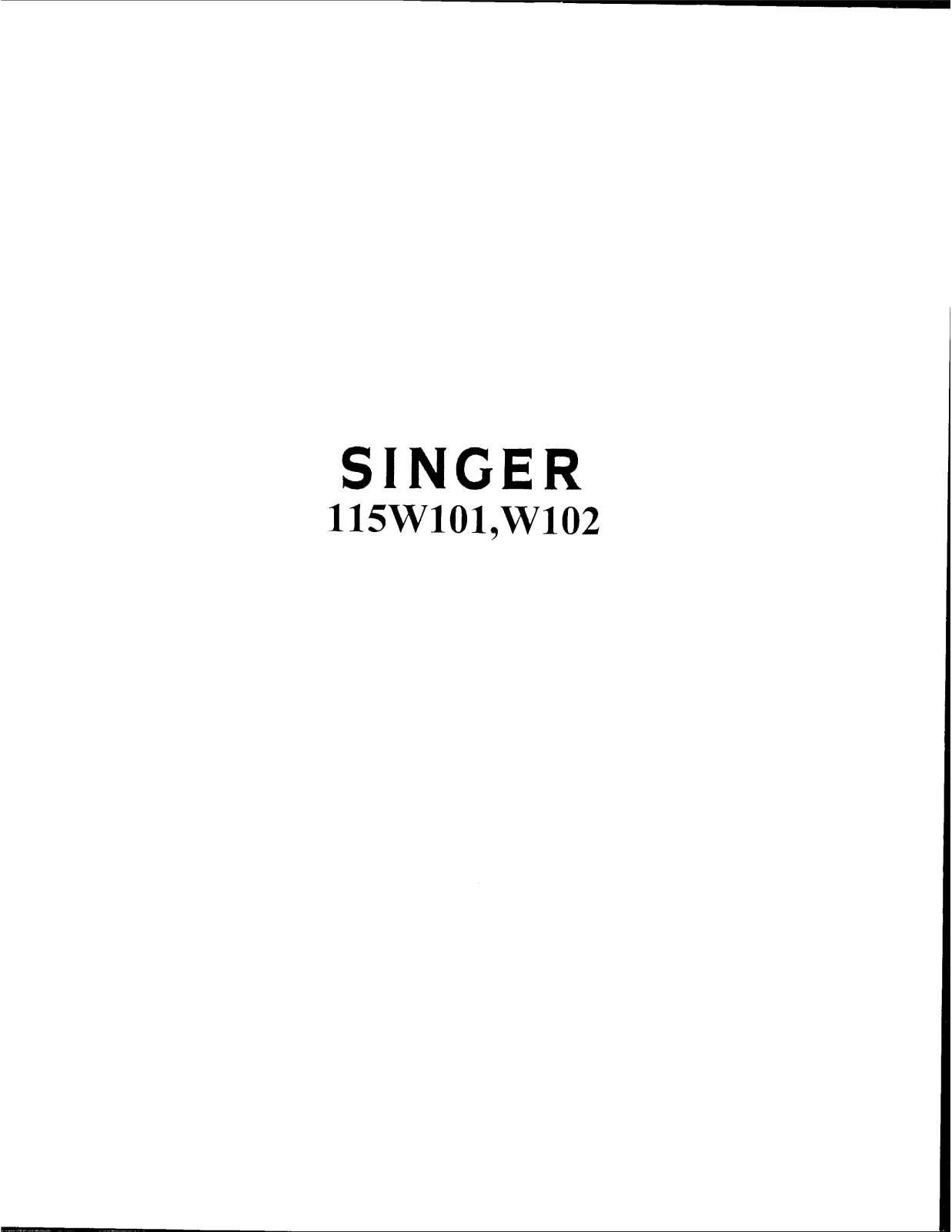 SINGER 115W101, 115W102 Parts List