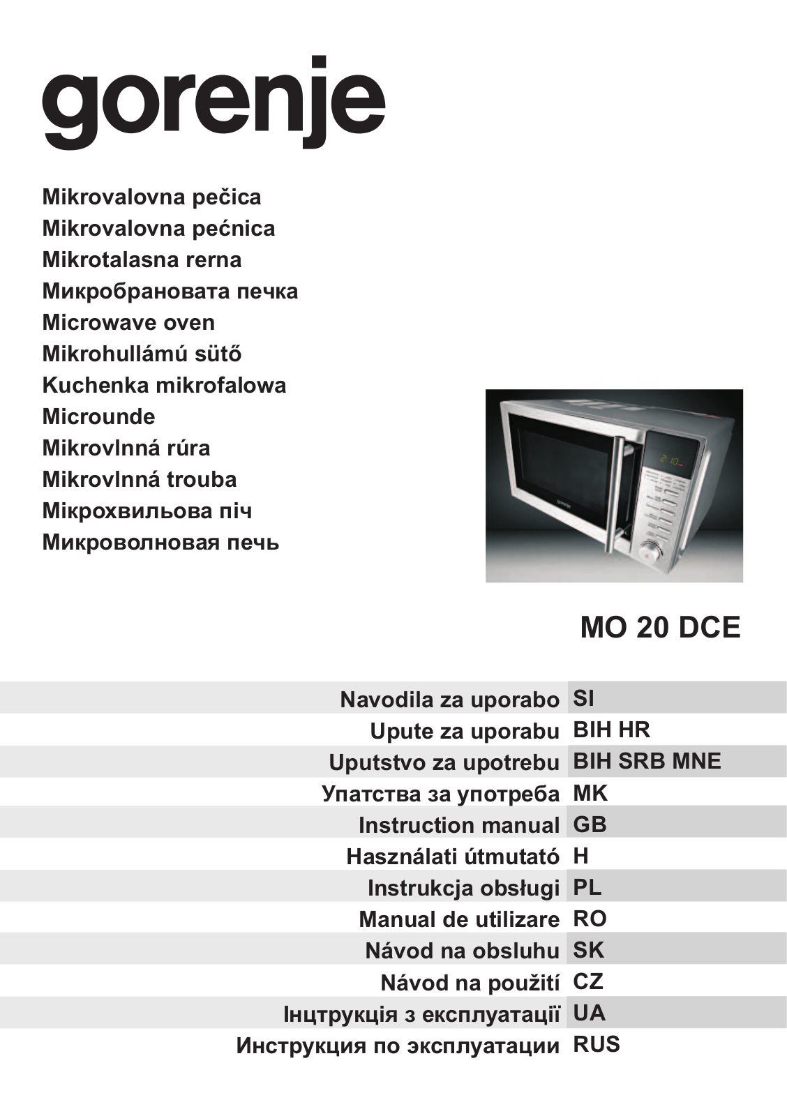 Gorenje MO-20 DGE User manual