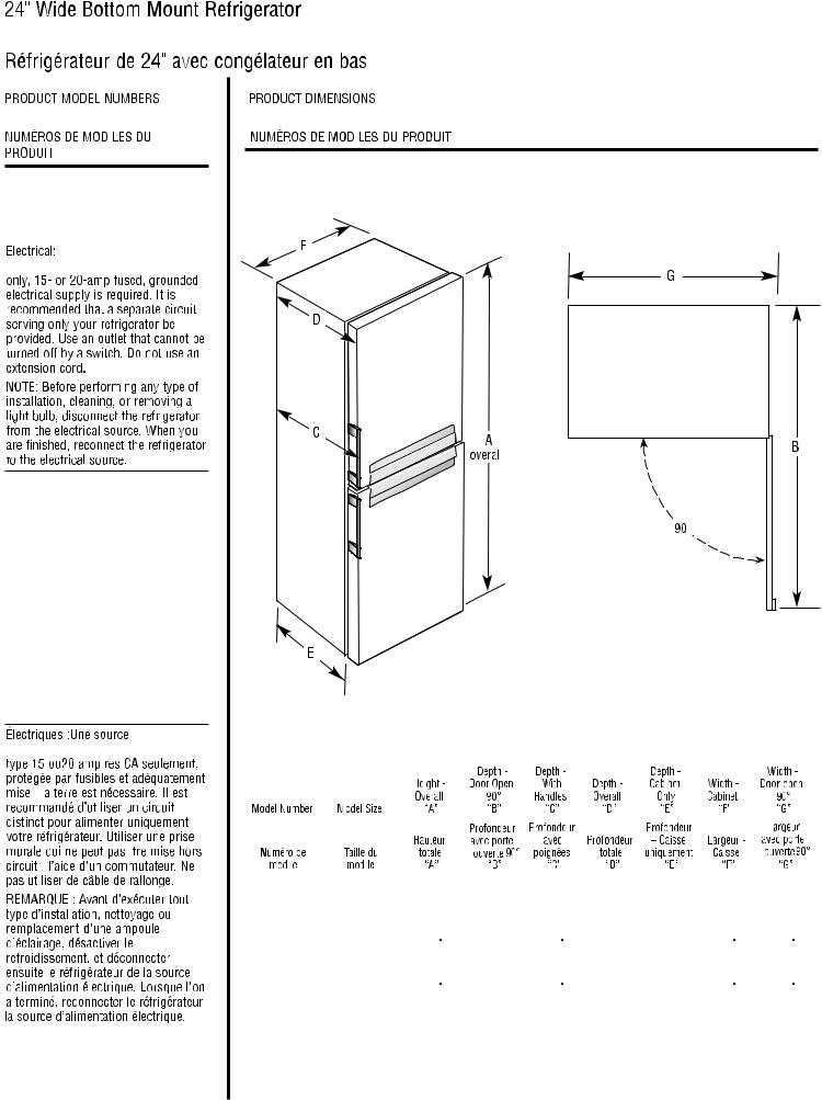 Whirlpool WRB311DMBM Dimension Guide