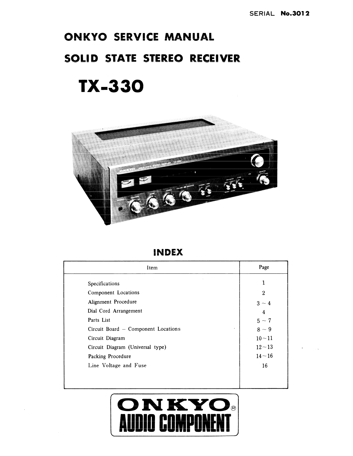 Onkyo TX-330 Service Manual