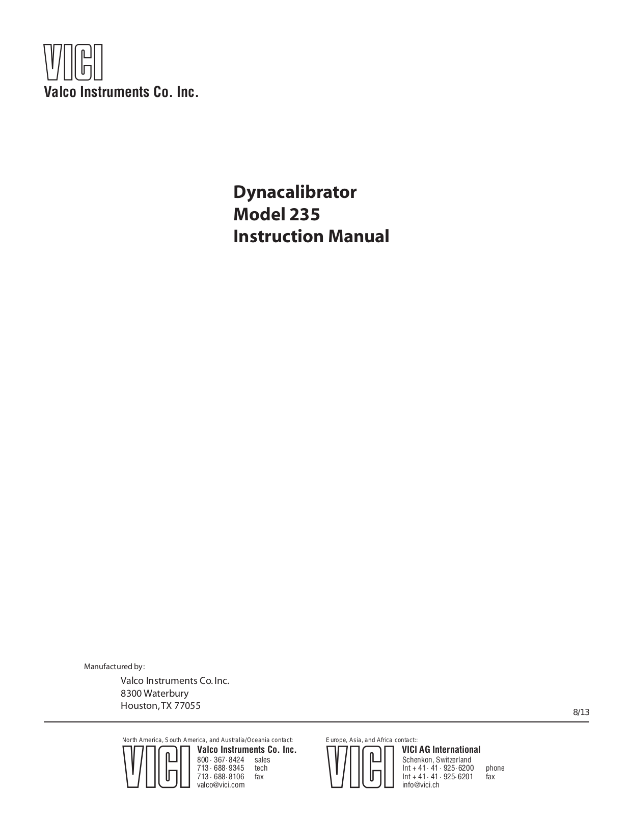 VICI 235 User Manual