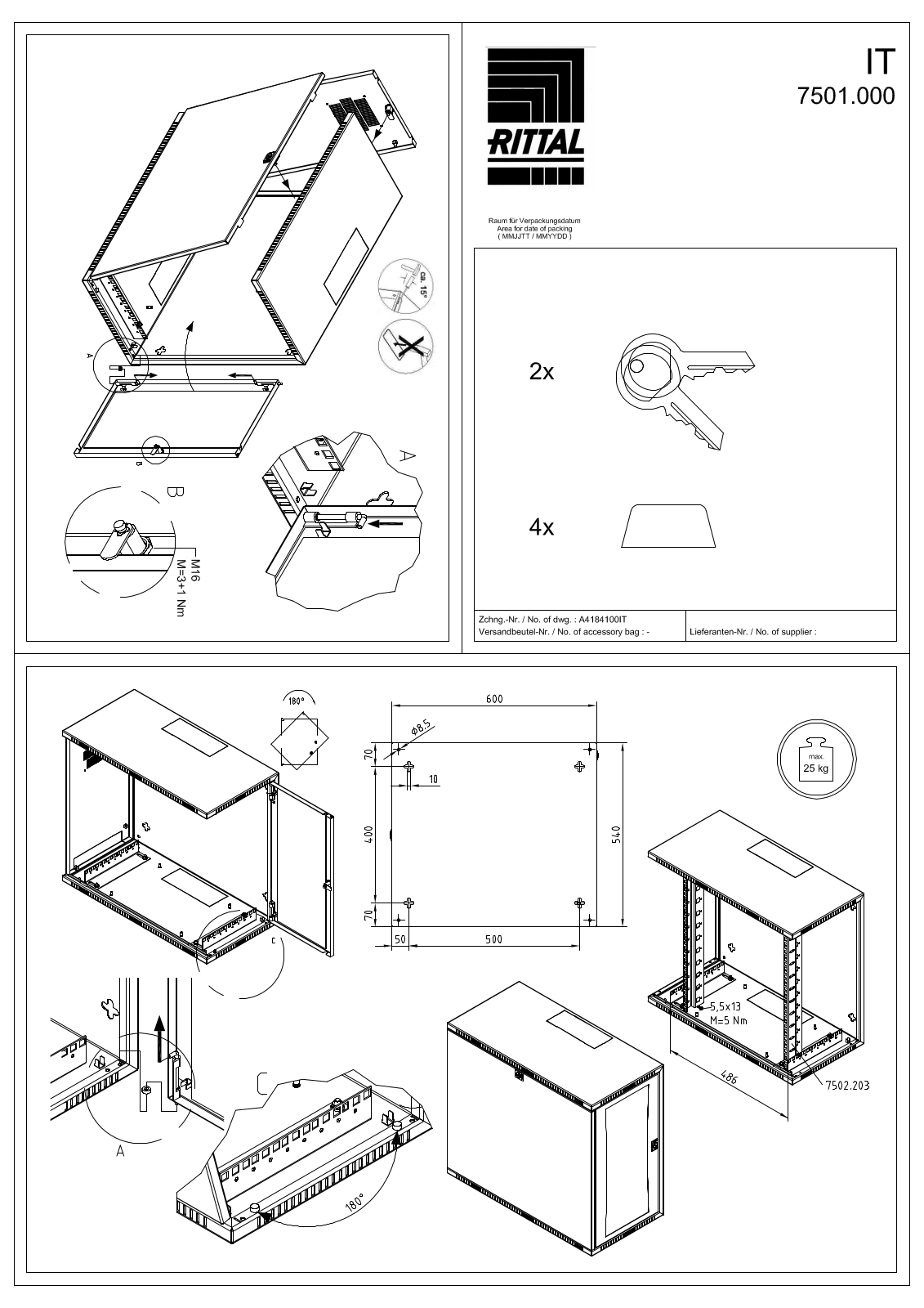 Rittal DK 7501.000 operation manual