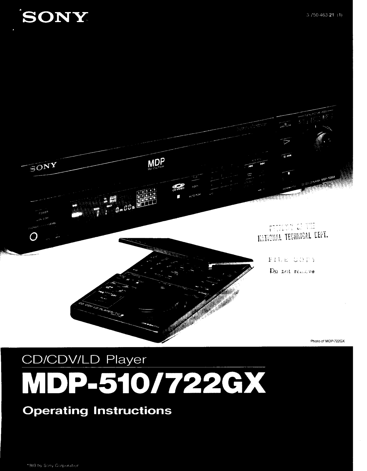 Sony MDP-510 User Manual