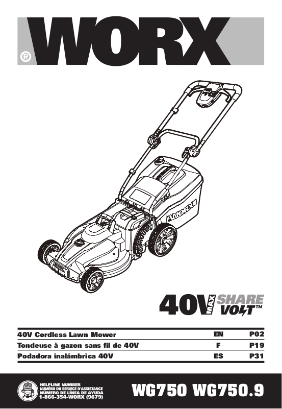 Worx WG750.9 WG750 User Manual