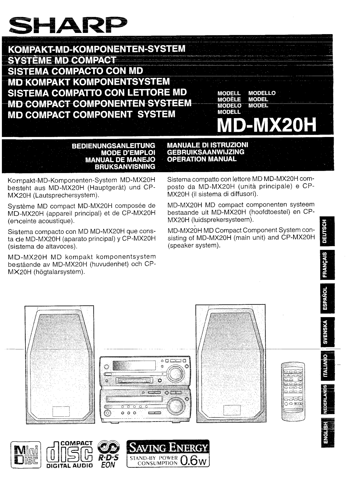 Sharp MD-MX20H User Manual