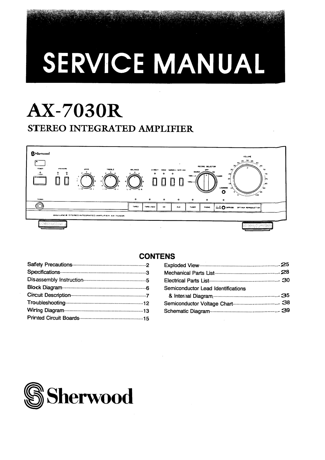 Sherwood AX-7030-R Service manual