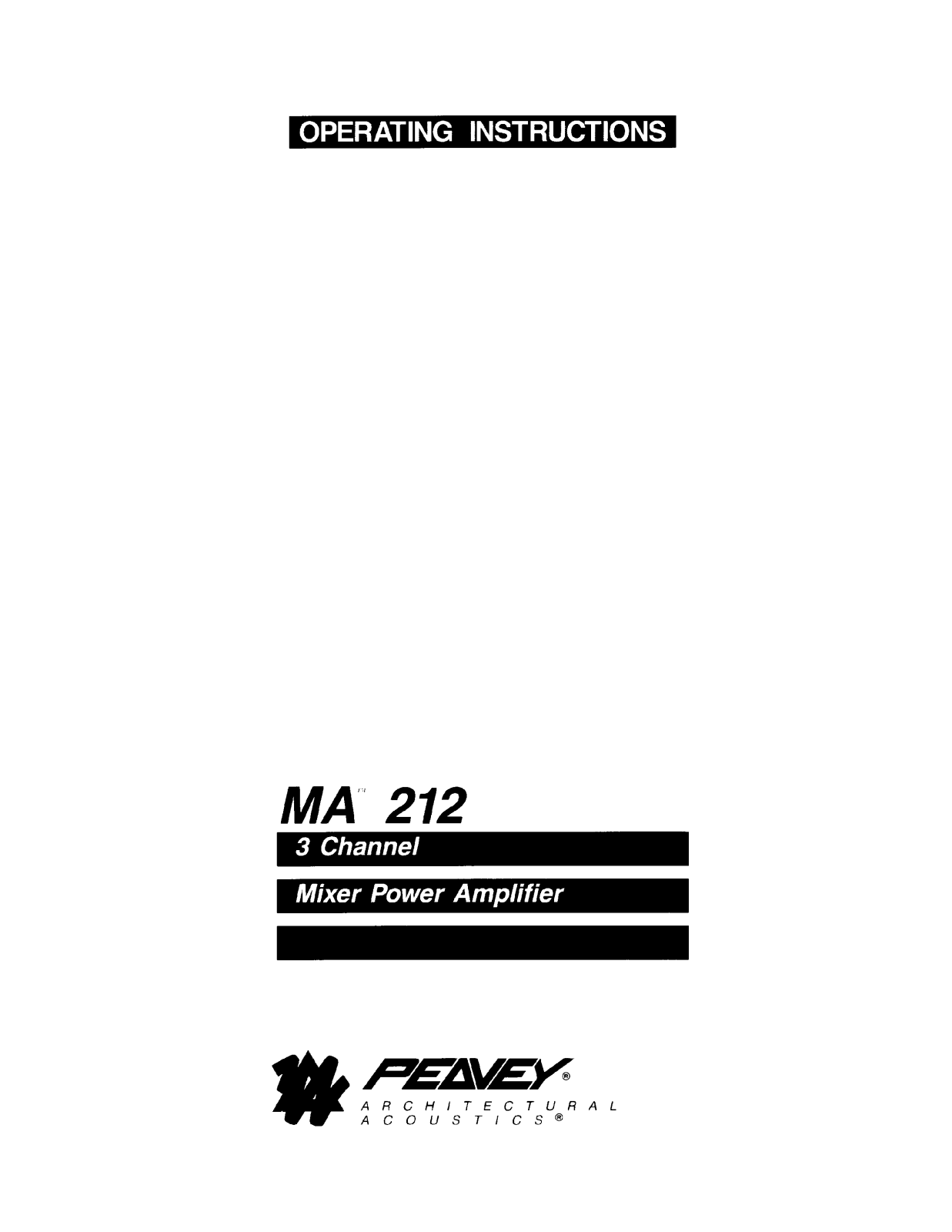 Peavey MA 212 User Manual