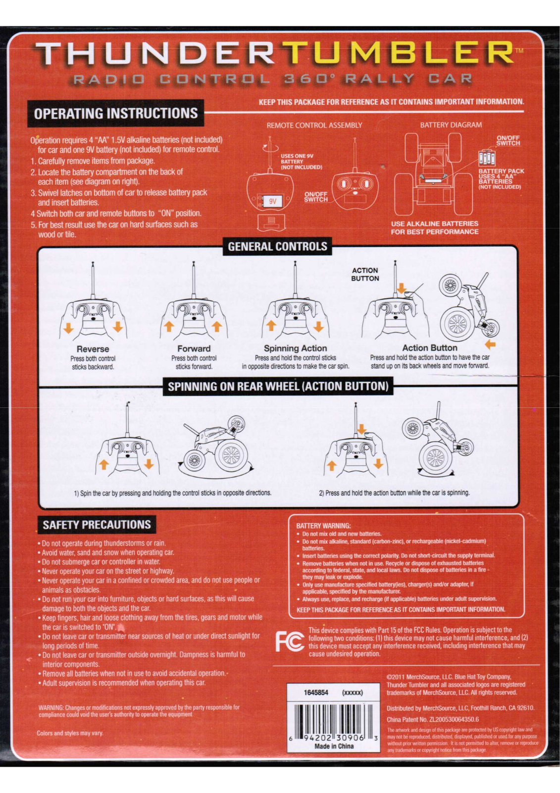 DADI PLASTIC TOYS INDUSTRY DADI164585449, DADI164585427 User Manual