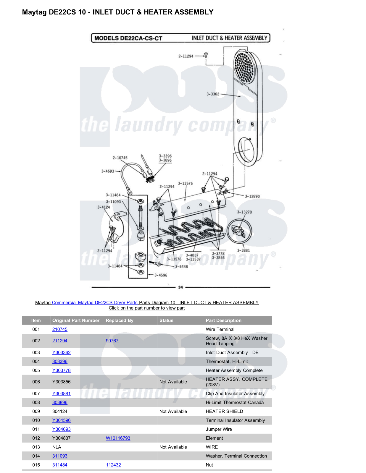 Maytag DE22CS Parts Diagram