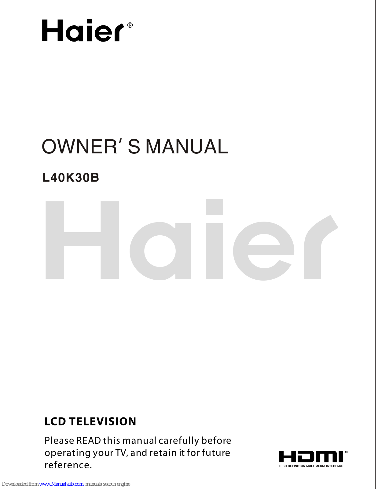 Haier L40K30Ba Owner's Manual