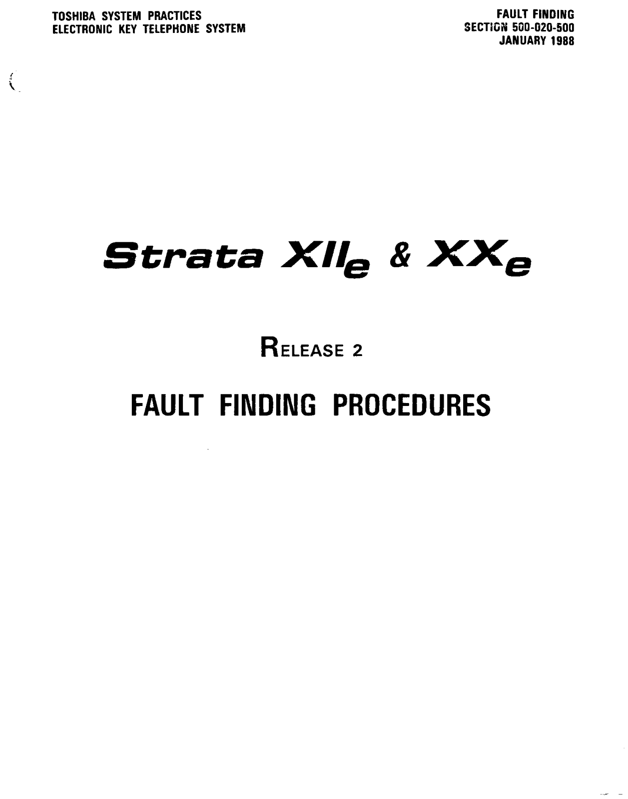 Toshiba Strata XIIe, Strata XXe Service Manual