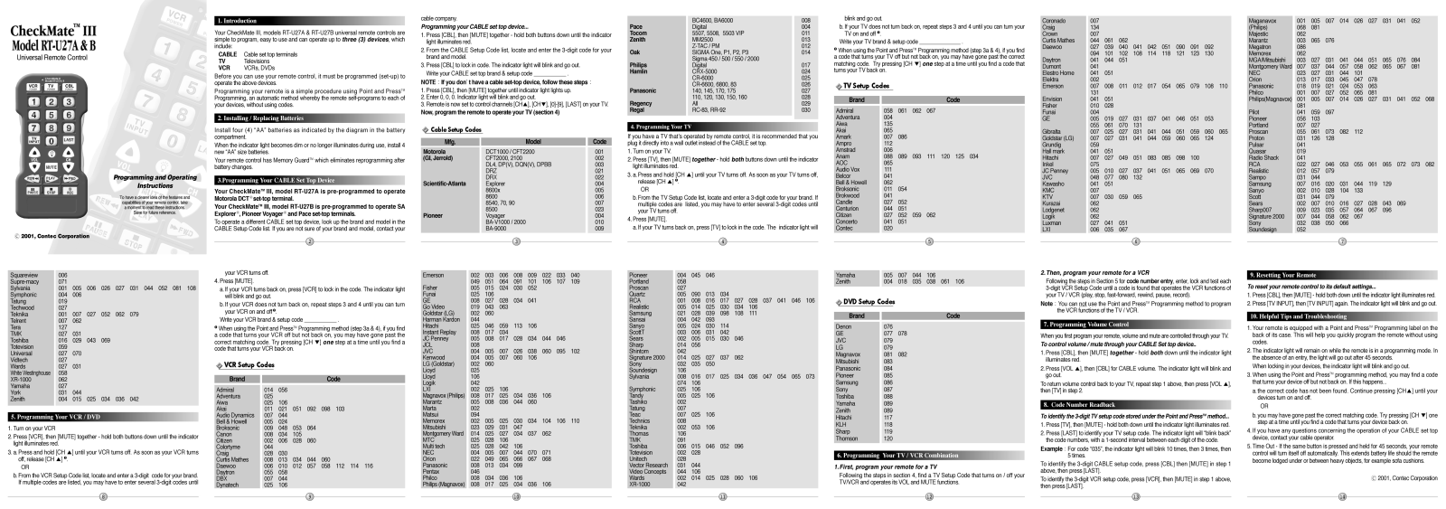 Universal Electronics RT-U27A, RT-U27B User Manual