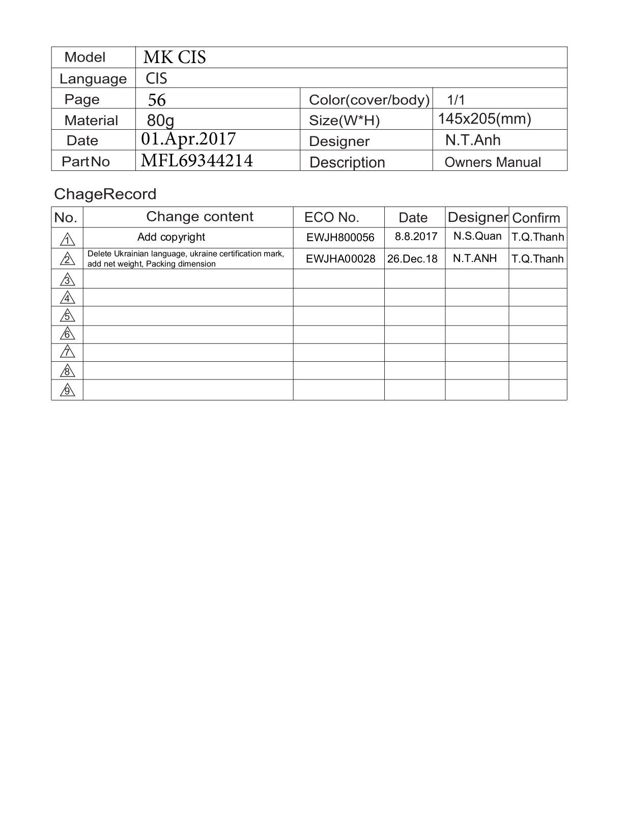 LG VC5316BNSAF User Manual