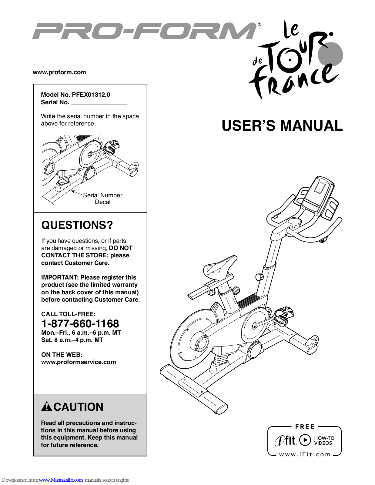 Pro-Form Le Tour De France PFEX01312.0 User Manual