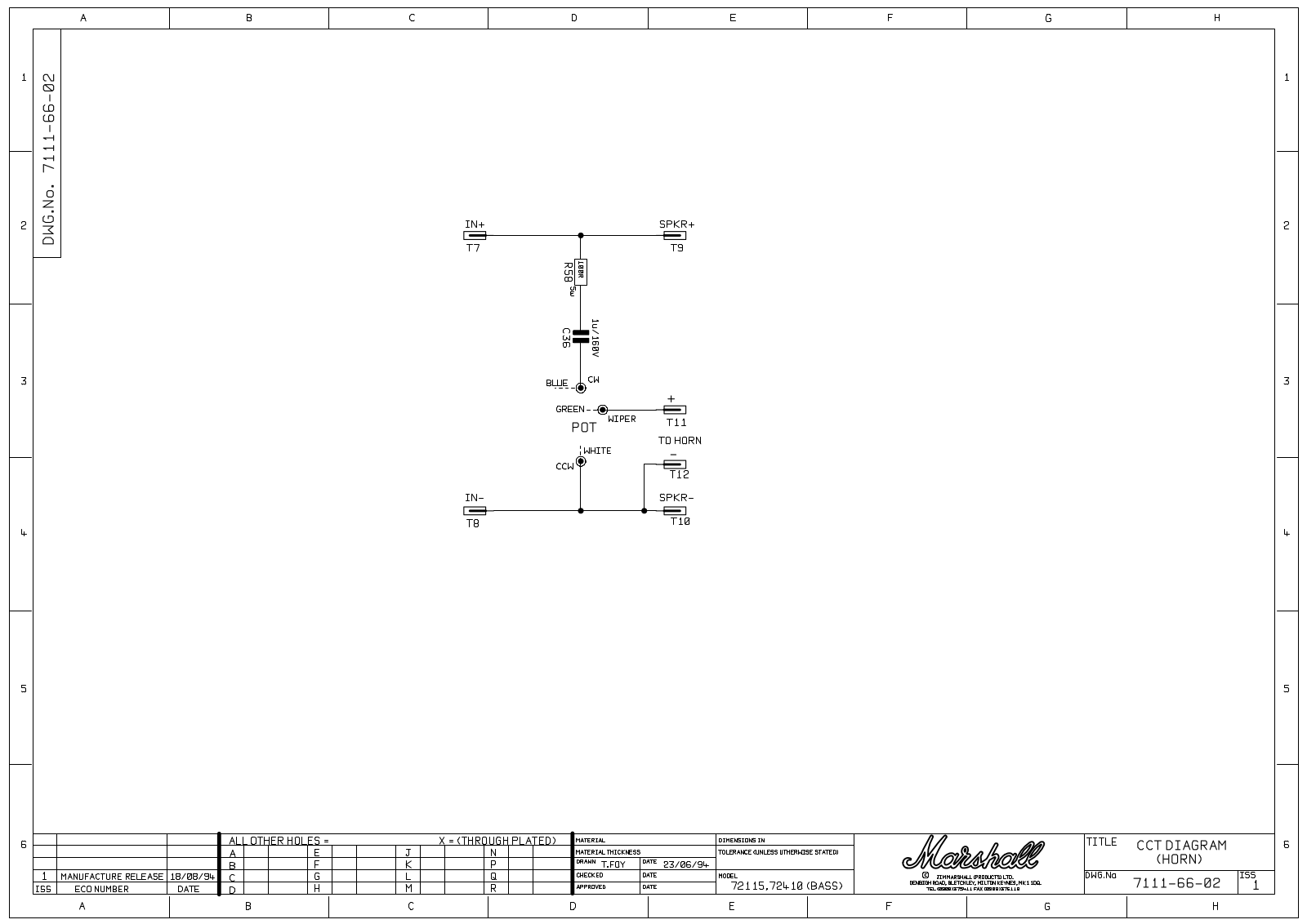 Marshall DBS-7200-2115-72410-00W Schematic