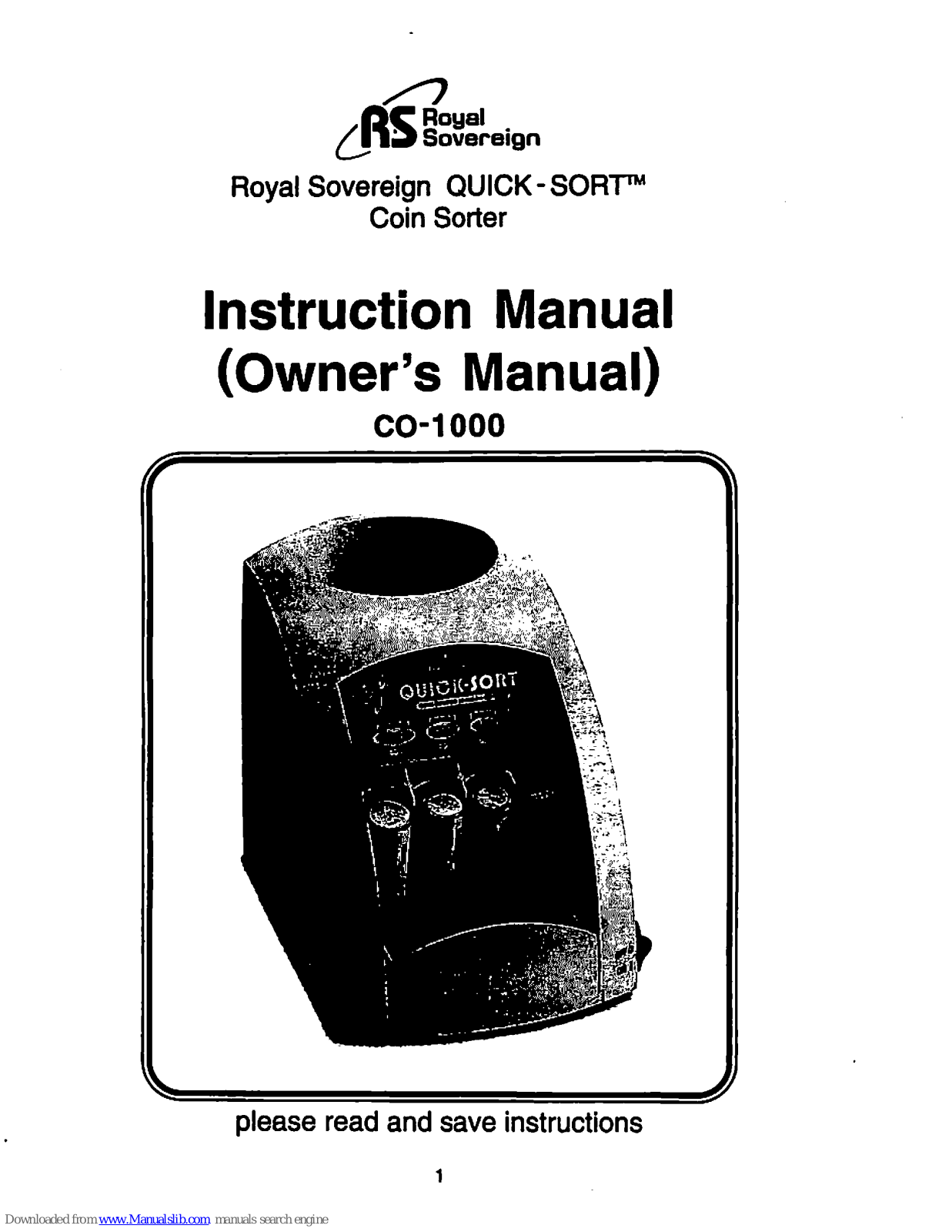 Royal Sovereign Quick-Sort CO-1000 Instruction Manual