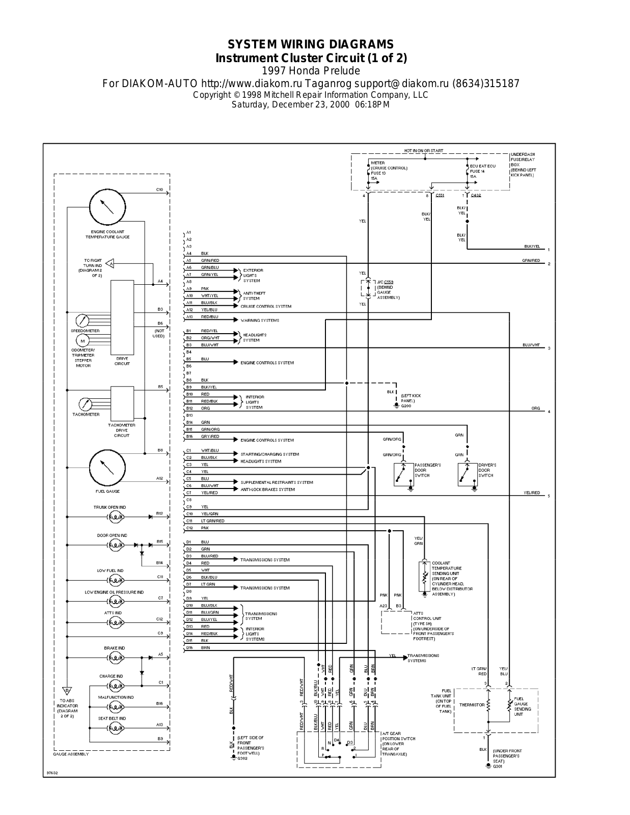 Honda Prelude 1997-1999 Wire Diagrams  17489