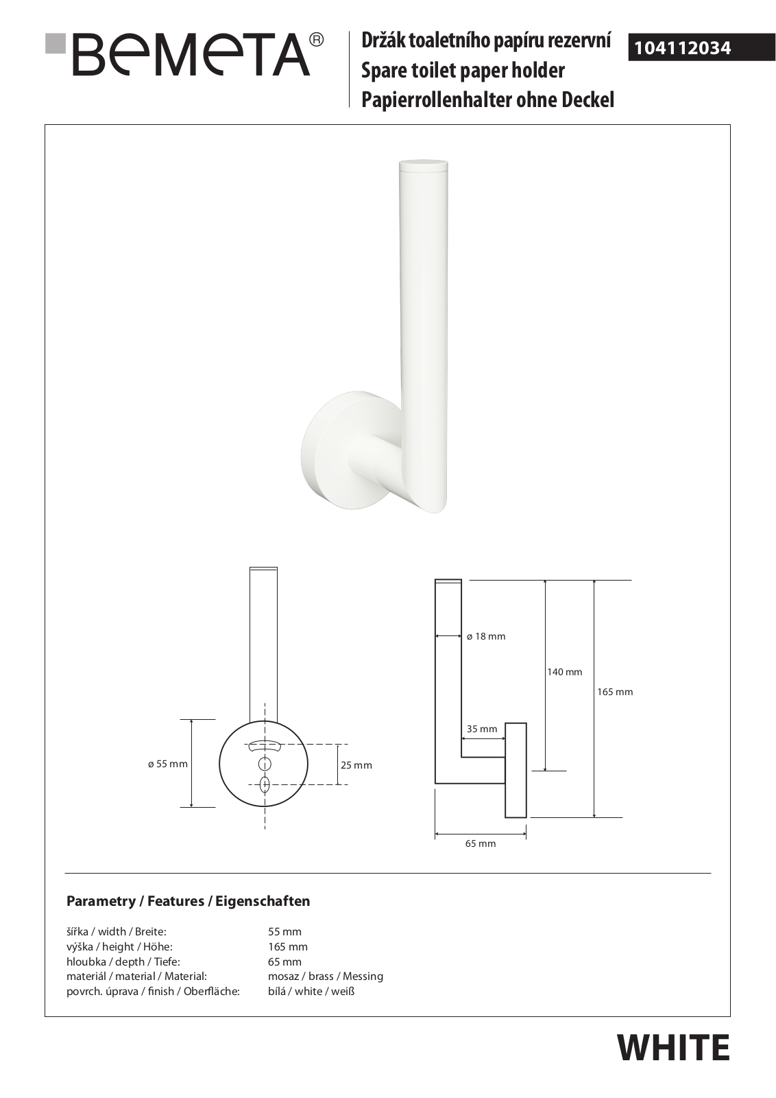 Bemeta White 104112034 User guide