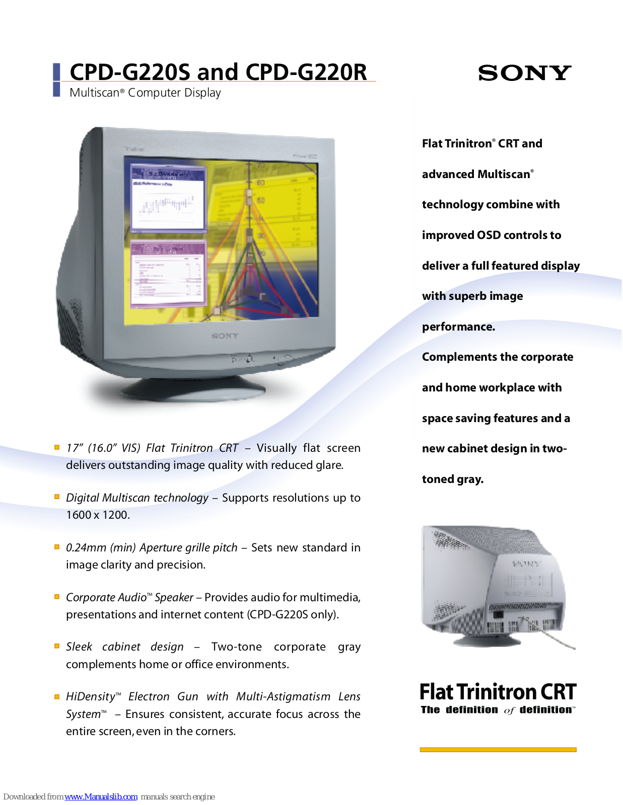 Sony CPD-G220R, Multiscan CPD-G220S, Multiscan CPD-G220R Specifications