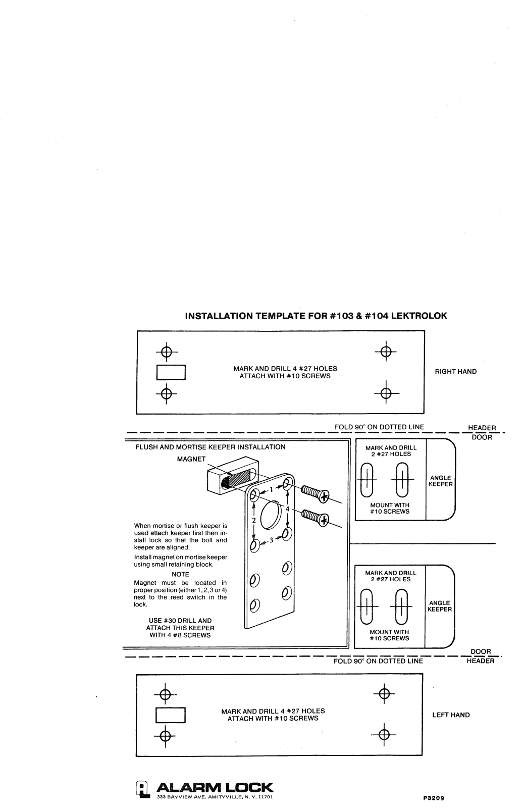 Alarm Lock Lektrolok Model 104, Lektrolok Model 103 Brochure