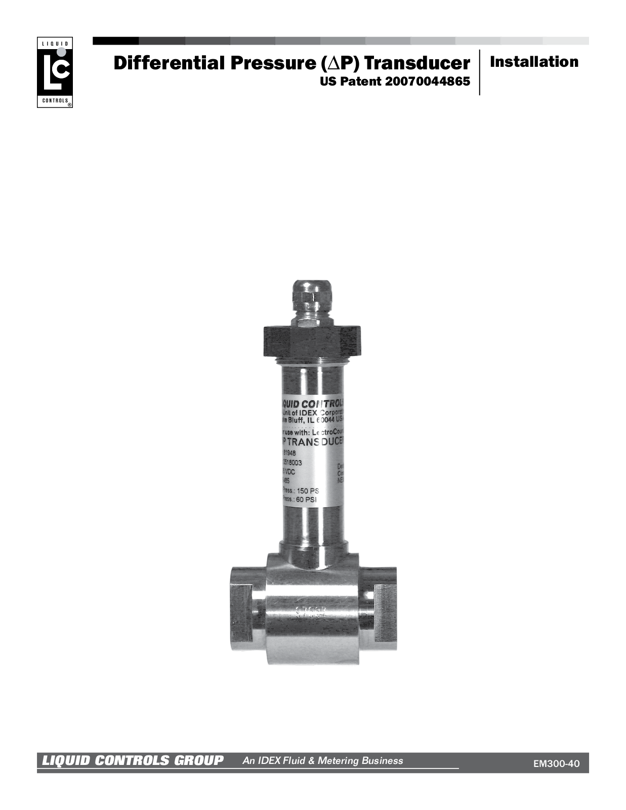 Liquid Controls Differential Pressure Transducer User Manual