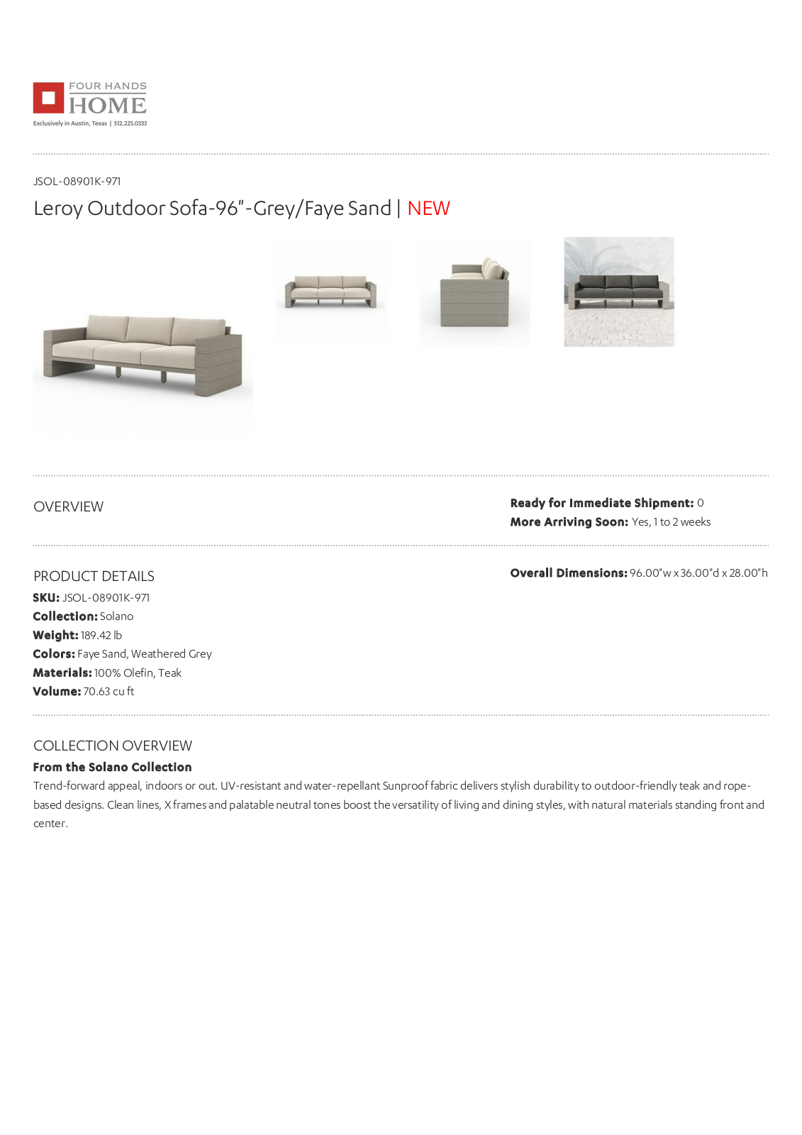Four Hands W003554397 Specifications - ManualMachine.com