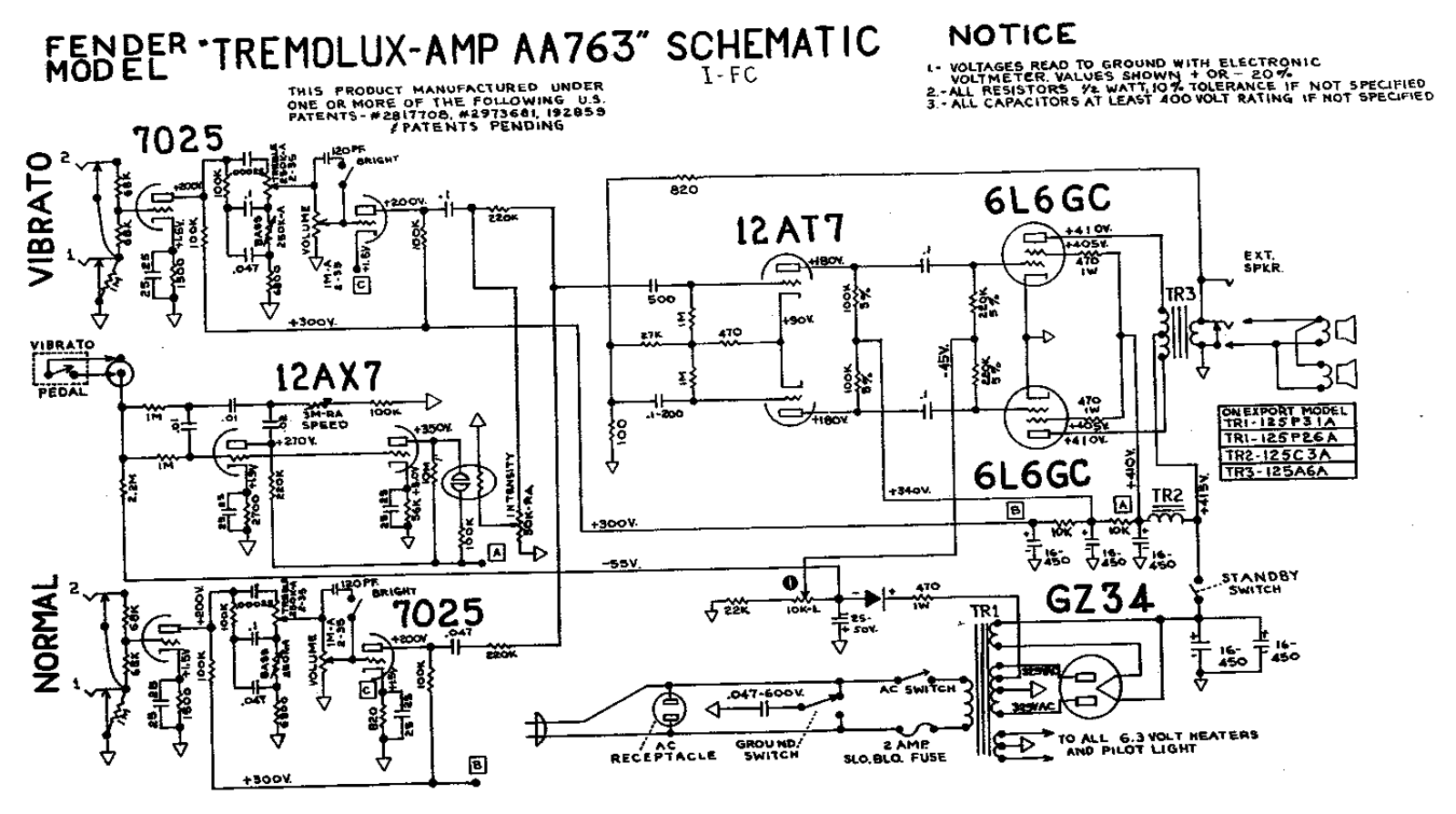 Fender Tremolux-AA763 Schematic