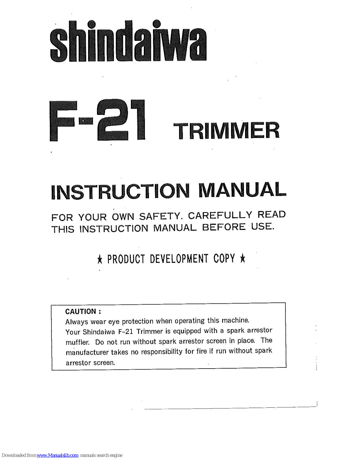 Shindaiwa F-21 Instruction Manual