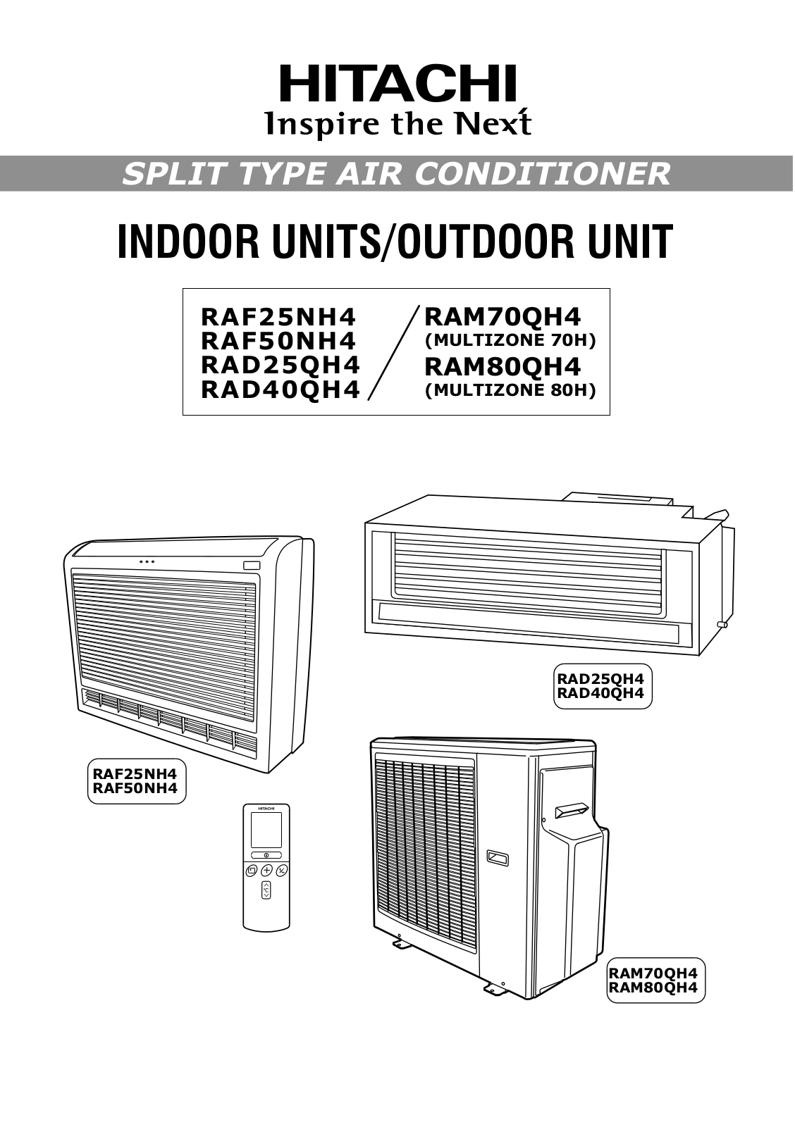 HITACHI RAD25QH4, RAD40QH4, RAF25NH4, RAF50NH4, RAM70QH4 User Manual