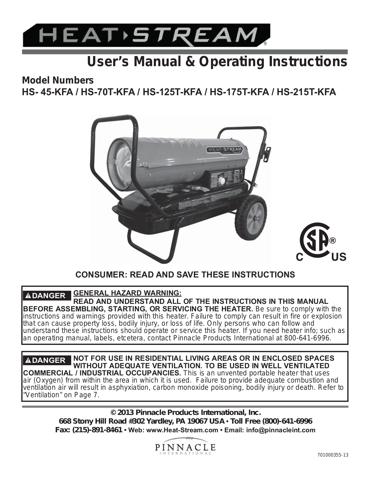 HeatStream HS-215T-KFA User Manual