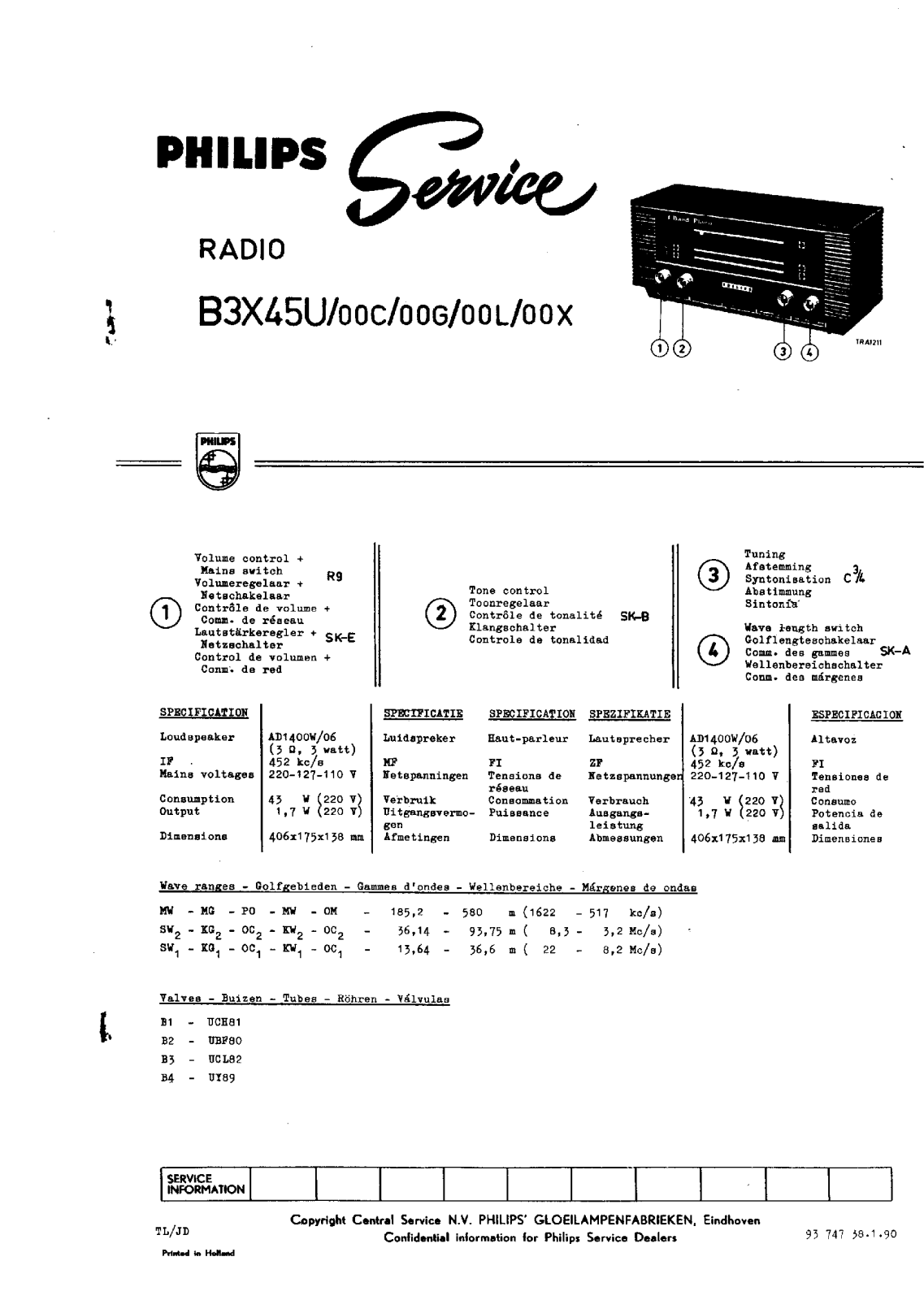 Philips B-3-X-45-U Service Manual