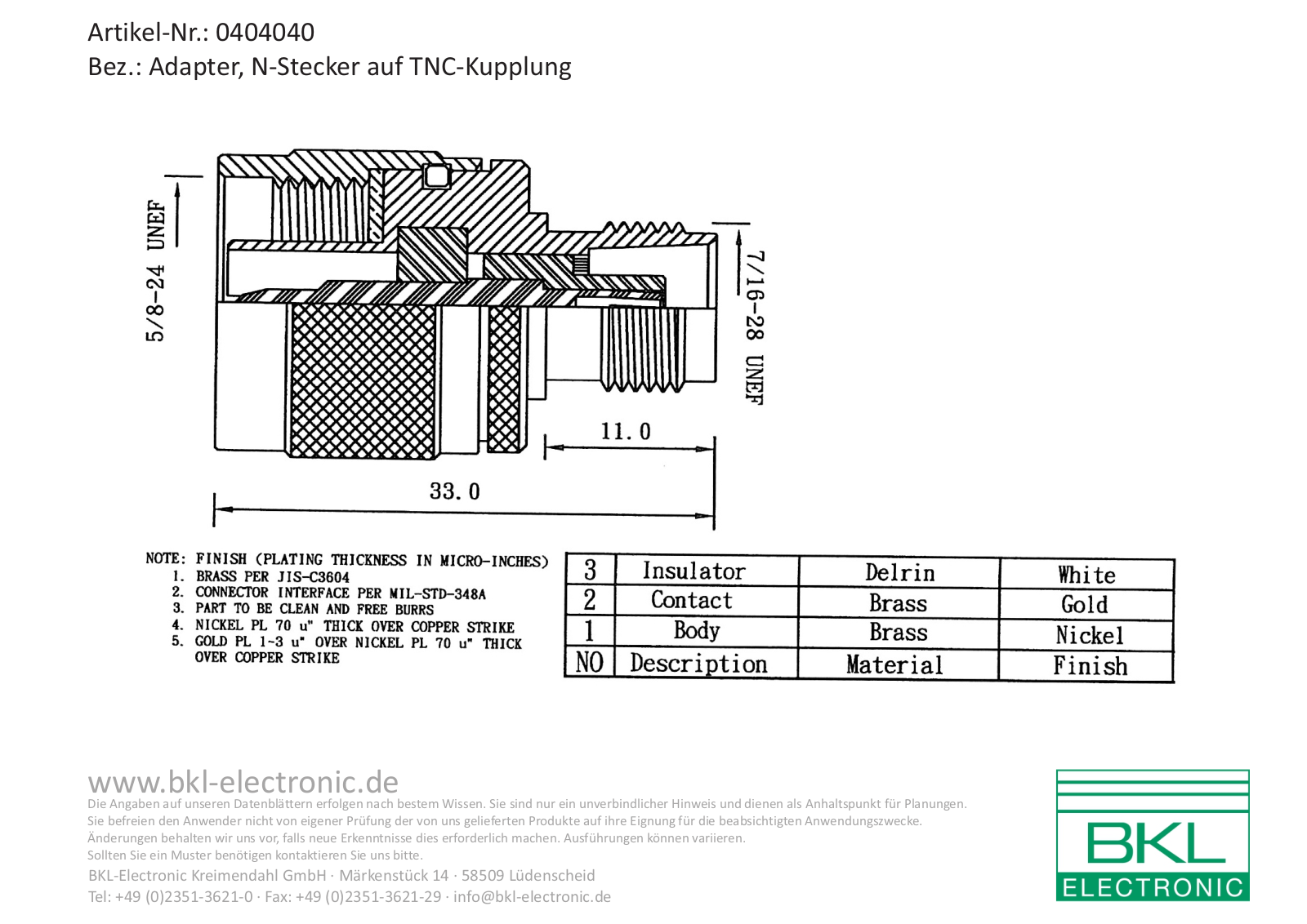 BKL TNC K209, TNC K208 Datasheet - ManualMachine.com