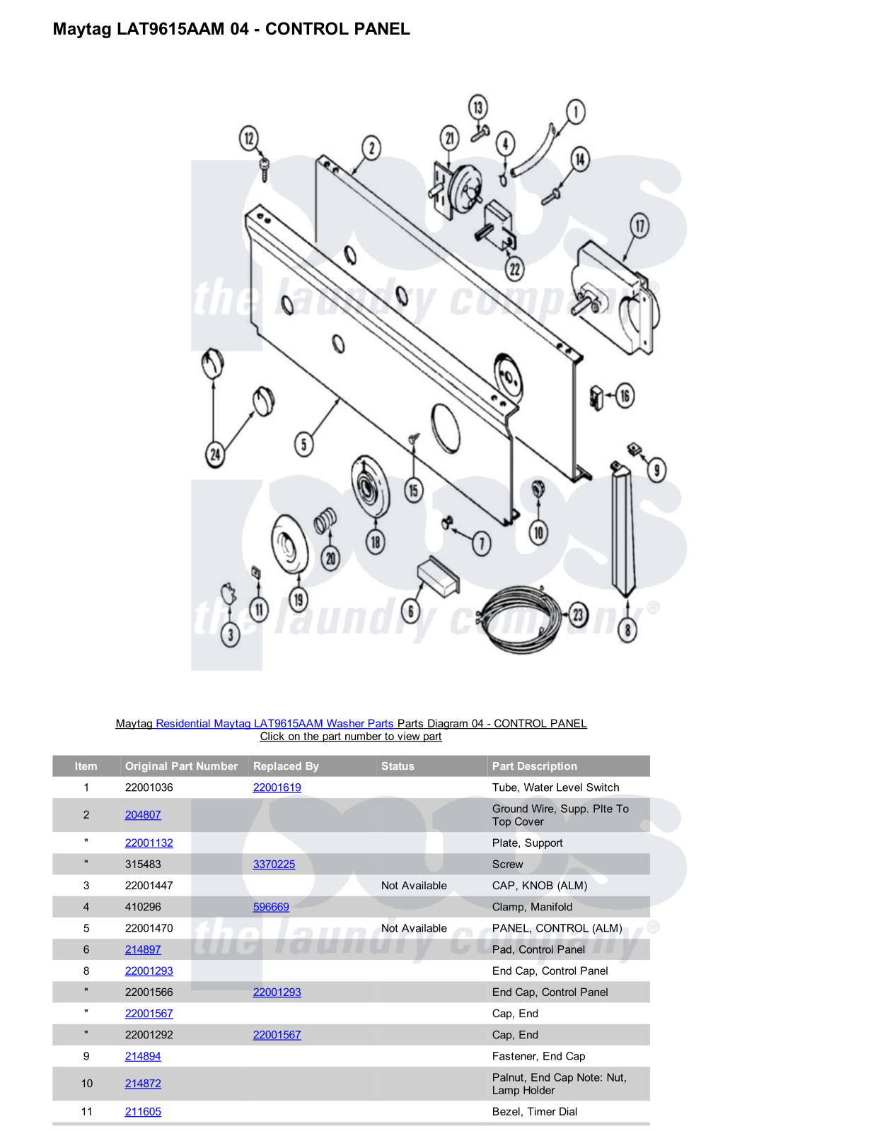 Maytag LAT9615AAM Parts Diagram