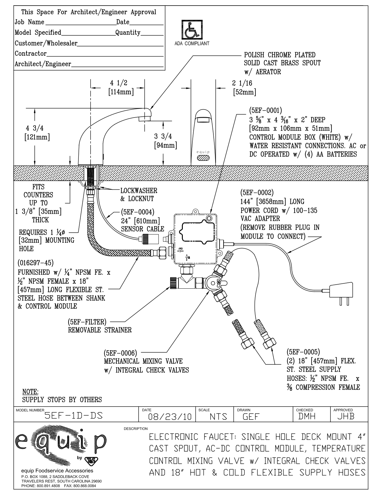 T & S Brass & Bronze Works 5EF-1D-DS General Manual