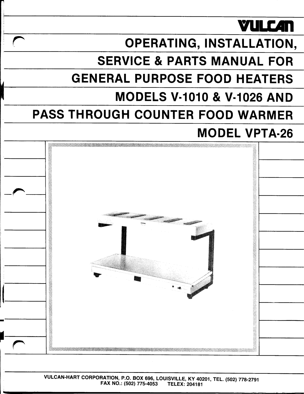 Vulcan V-1010 Service Manual