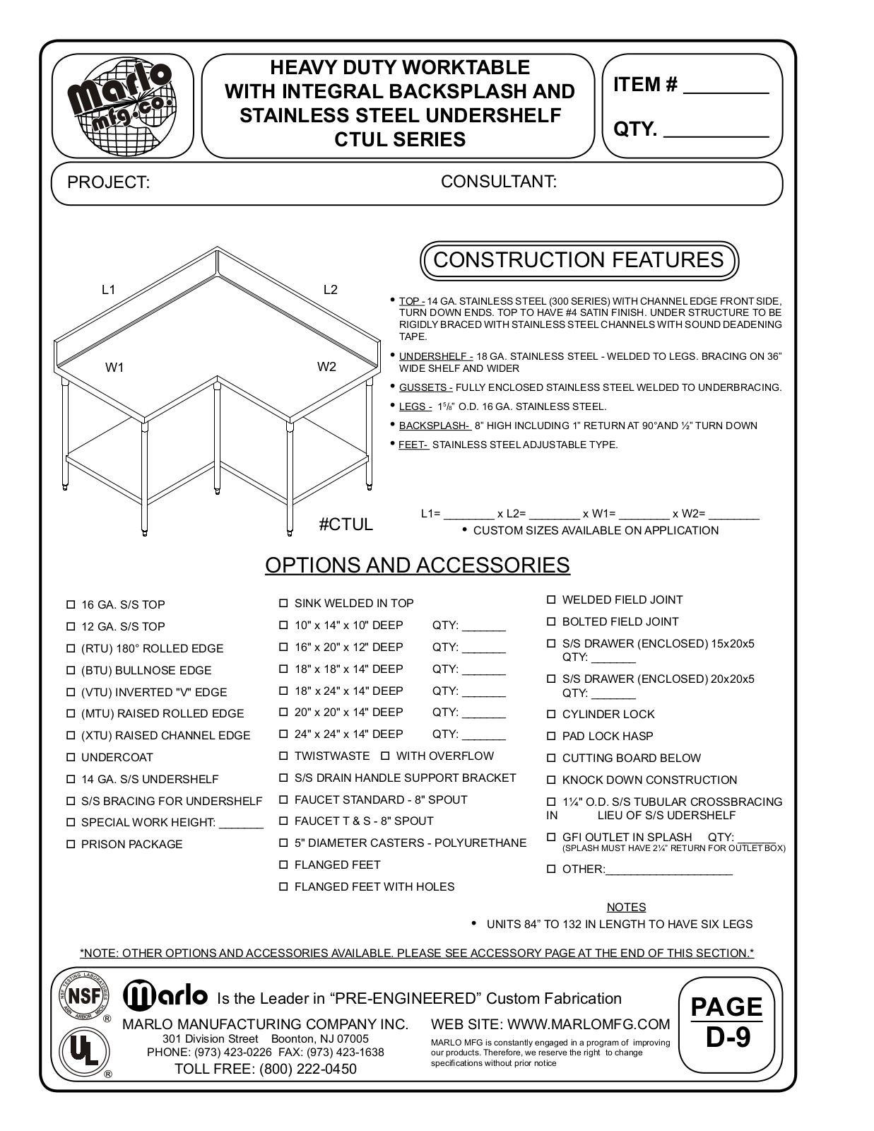 Marlo CTUL11113 User Manual